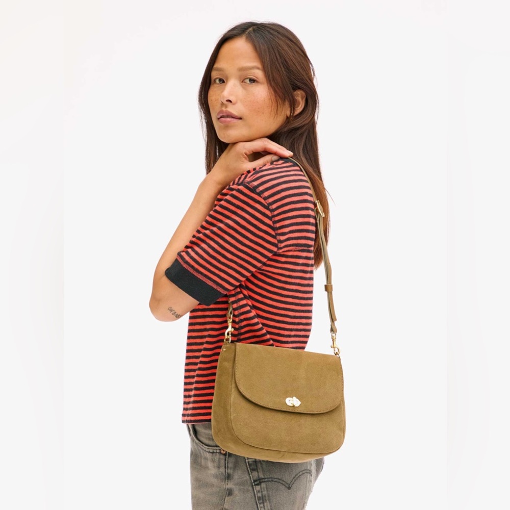 Clare V Louis Oat Suede Turnlock Crossbody - Picture 4 of 12